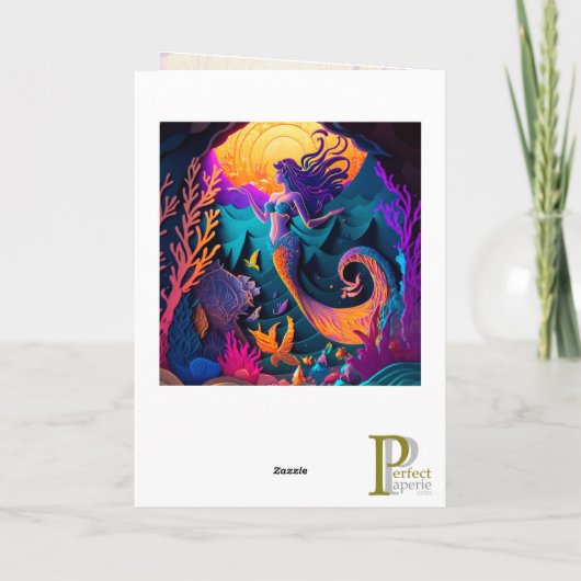 Zeemeermin Grafische Kunstkaart Kaart (Achterkant)