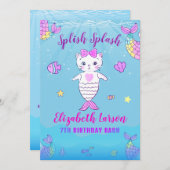 Zeemeermin Grappig Kat Gesponnen meid Zwembad Part Kaart (Voorkant / Achterkant)