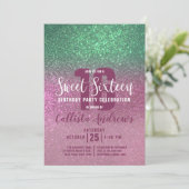 Zeemeermin Groen Roze Triple Glitter Ombre Sweet 1 Kaart (Staand voorkant)