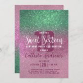 Zeemeermin Groen Roze Triple Glitter Ombre Sweet 1 Kaart (Voorkant / Achterkant)