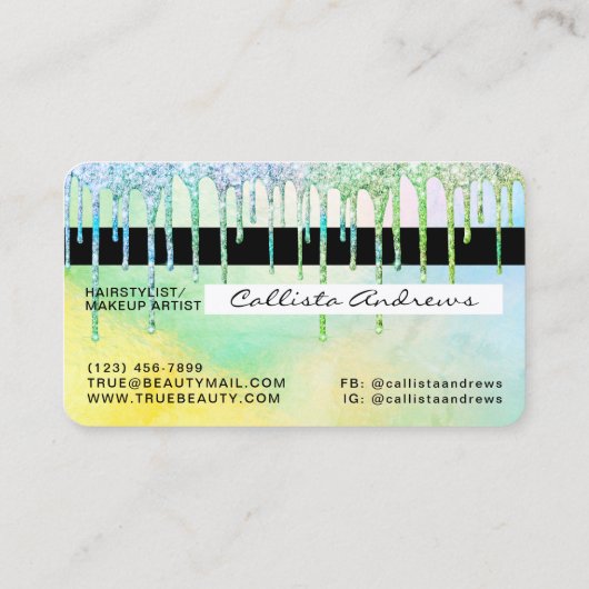 Zeemeermin Groene Holografische Glitter Druppelt K Visitekaartje (Achterkant)