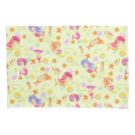 Zeemeermin Groene met Gingham Kussensloop (Voorkant)