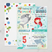 Zeemeermin Haaien Feest Uitnodiging (Voorkant / Achterkant)