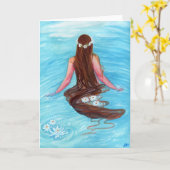 Zeemeermin haar viel in golven WENSKAART Kaart (Gele Bloem)