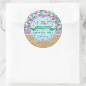 Zeemeermin Happy Birthday gepersonaliseerde Sticke Ronde Sticker (Tas)