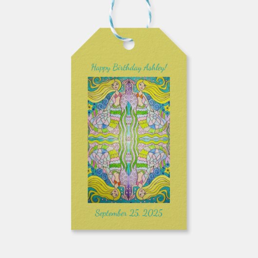 Zeemeermin Happy Birthday Gift Labels Cadeaulabel (Achterkant)