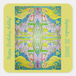 Zeemeermin Happy Birthday Stickers