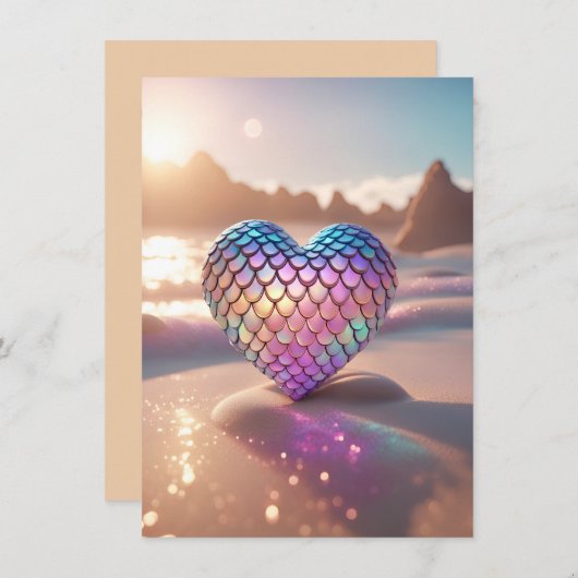 Zeemeermin Hart Feestdagenkaart (Voorkant / Achterkant)