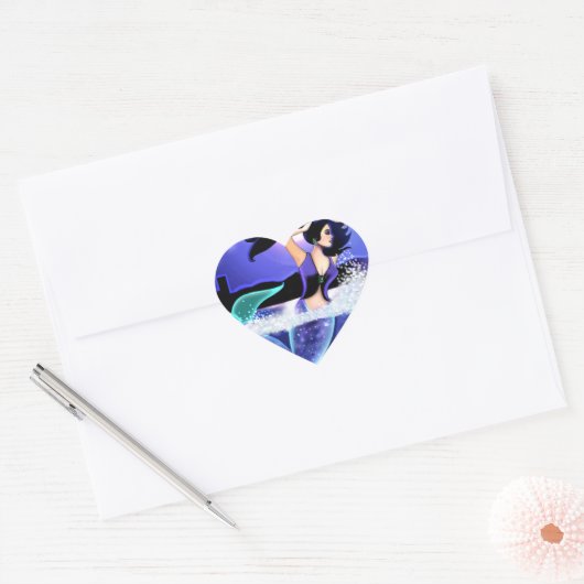 Zeemeermin hart Sticker (Envelop)