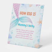 Zeemeermin Hoe groot is mama's buik Baby shower Sp Reclamebord Met Voetstuk (Voorkant)