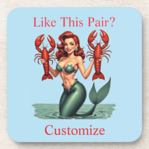 Zeemeermin Holding Lobsters Thunder_Cove Bier Onderzetter