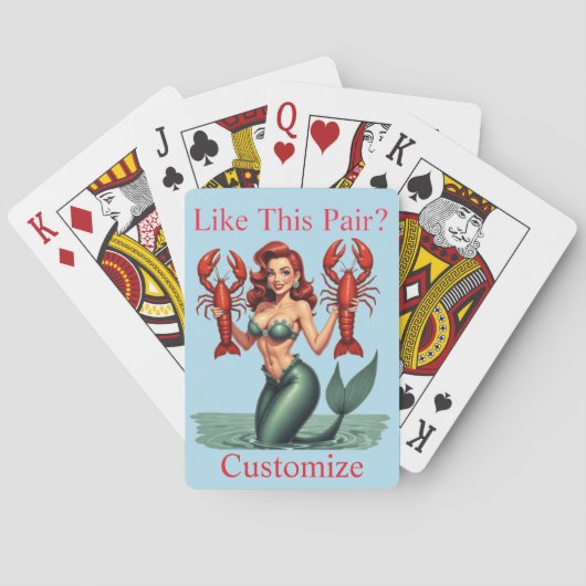 Zeemeermin Holding Lobsters Thunder_Cove Pokerkaarten (Achterkant)