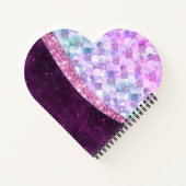 Zeemeermin huid roze zilver namaak glitters monogr notitieboek (Achterkant)