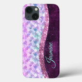 Zeemeermin huid roze zilver nep glitters monogram Case-Mate iPhone case (Achterkant)