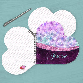 Zeemeermin huid roze zilver nepschitterende monogr notitieboek