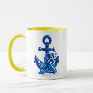 Zeemeermin Illustratie Zee-Blauw Anker Mok