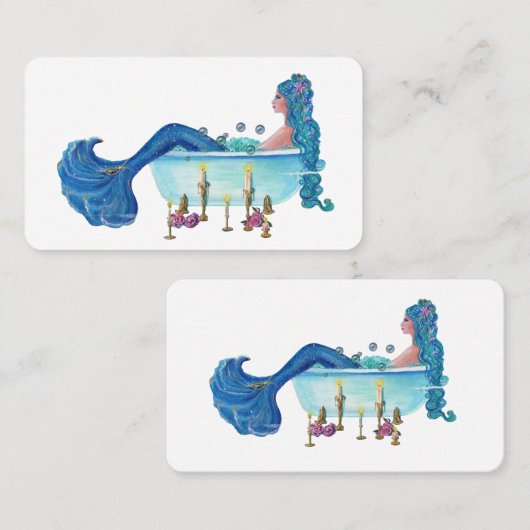 Zeemeermin in bad van Renee Lavoie Visitekaartje (Voorkant / Achterkant)