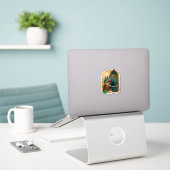 Zeemeermin in badkuip sticker (Laptop op bureau)