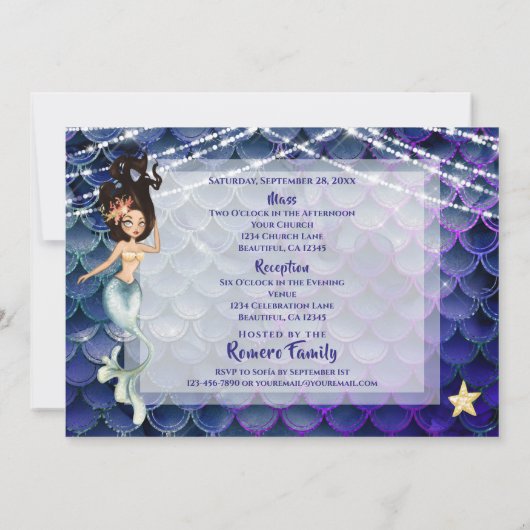 Zeemeermin in blauw Onder het Zee w / Mass Quincea Kaart (Achterkant)