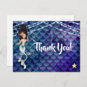 Zeemeermin in blauw ~ Sparkling Beach Dank u Briefkaart (Voorkant / Achterkant)