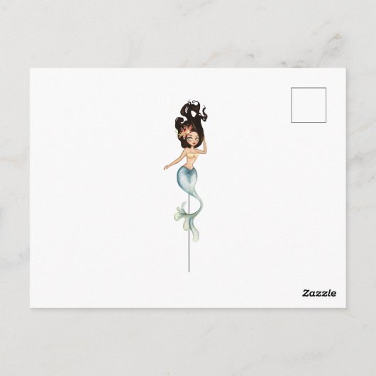 Zeemeermin in blauw ~ Sparkling Beach Dank u Briefkaart (Achterkant)