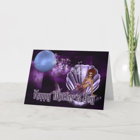 Zeemeermin in Clam Shell - Fantasy Moederdag Kaart (Voorkant)