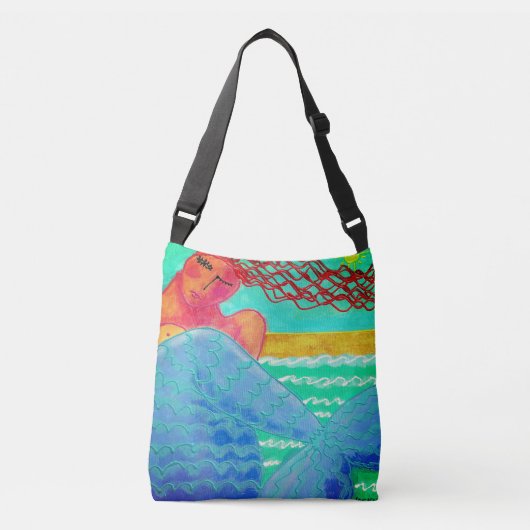 Zeemeermin in de Abstracte zonlichtkunst Crossbody Tas (Voorkant)