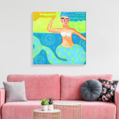 Zeemeermin in de Abstracte zonnekunst Canvas Afdruk (Insitu (Woonkamer))