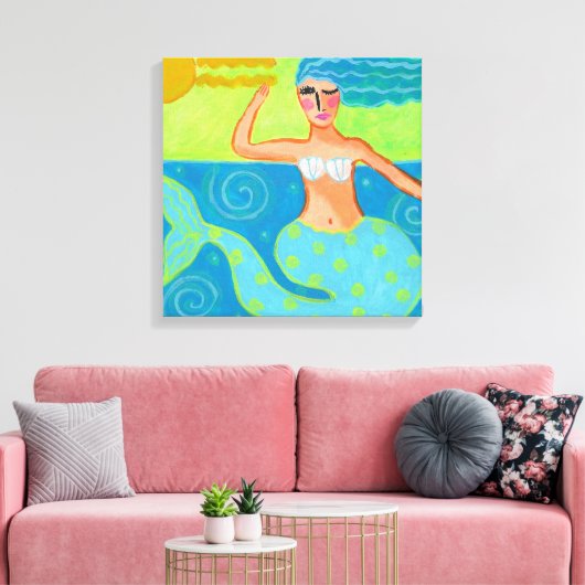 Zeemeermin in de Abstracte zonnekunst Canvas Afdruk (Insitu (Woonkamer))