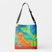 Zeemeermin in de Abstracte zonnekunst Crossbody Tas (Achterkant)