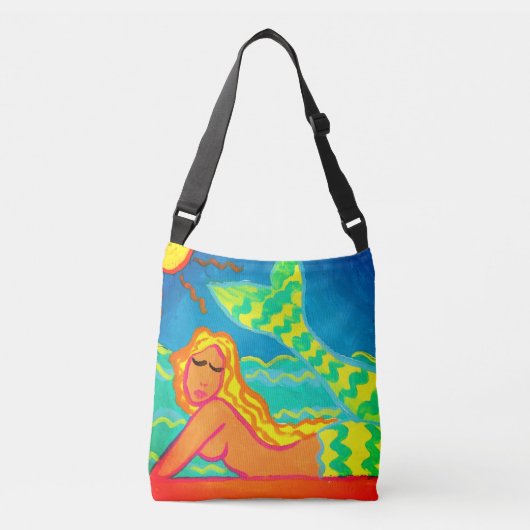 Zeemeermin in de Abstracte zonnekunst Crossbody Tas (Voorkant)