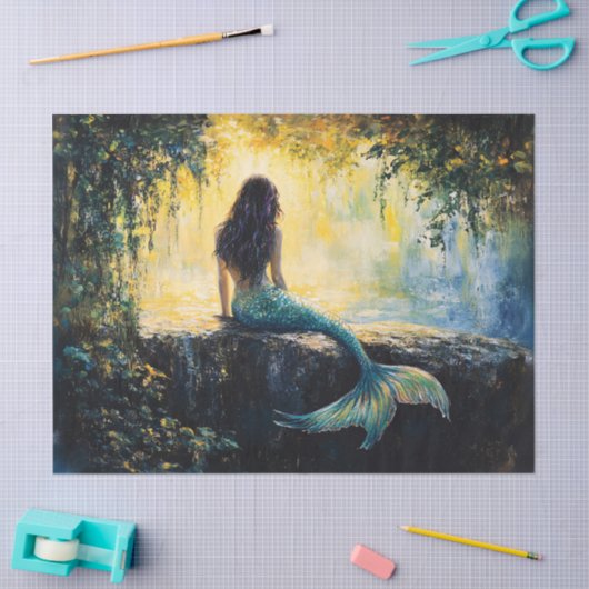 Zeemeermin in de baai schilderij Decoupage Tissuepapier (Craft)