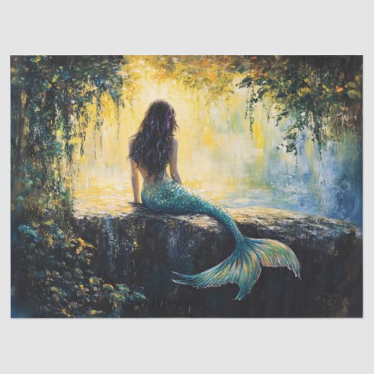 Zeemeermin in de baai schilderij Decoupage Tissuepapier (Voorkant)