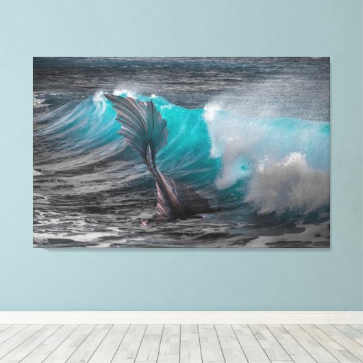 Zeemeermin in de Druk van het Canvas van het Zee (Insitu (Houten vloer))