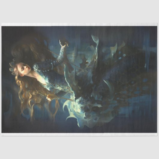 Zeemeermin in de Fantasy Ocean World Decoupage Tissuepapier (Voorkant)