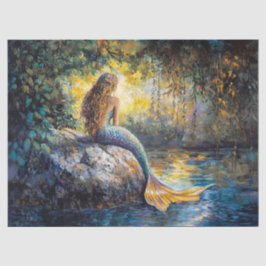 Zeemeermin in de Grot schilderij Decoupage Tissuepapier