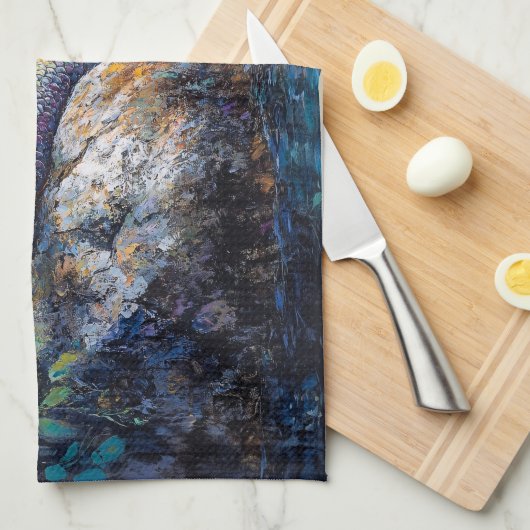 Zeemeermin in de Grot Schilderij Theedoek (Quarter Fold)