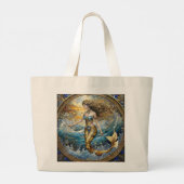 Zeemeermin in de oceaan golven grote tote bag (Achterkant)