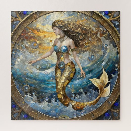 Zeemeermin in de oceaan golven legpuzzel (Verticaal)