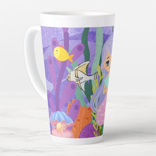 ZEEMEERMIN IN DE OCEAAN Waterfles Latte Mok (Linkerhoek)