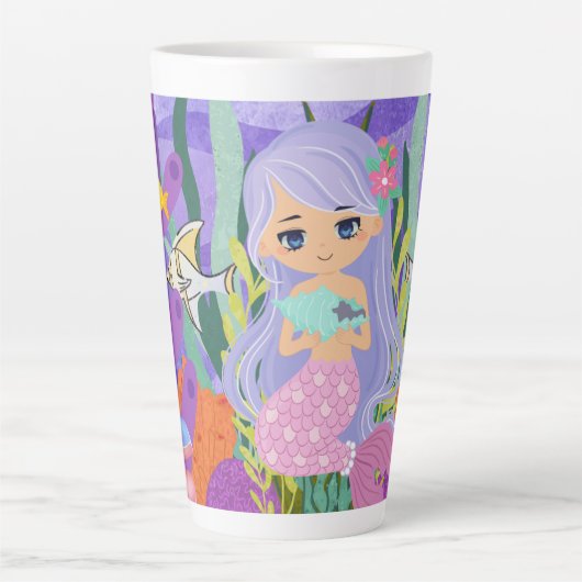 ZEEMEERMIN IN DE OCEAAN Waterfles Latte Mok (Voorkant)