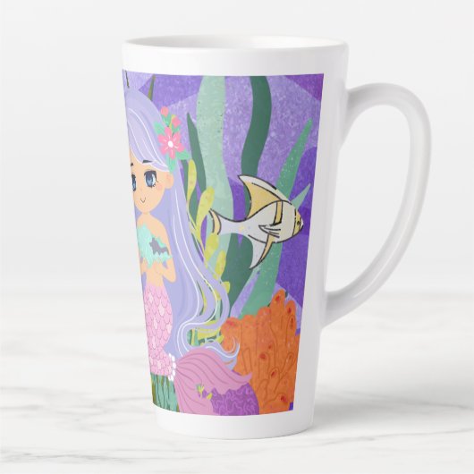 ZEEMEERMIN IN DE OCEAAN Waterfles Latte Mok (Rechts)