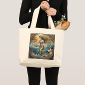 Zeemeermin in de oceaangolven grote tote bag (Voorkant (product))