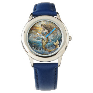 Zeemeermin in de oceaangolven horloge
