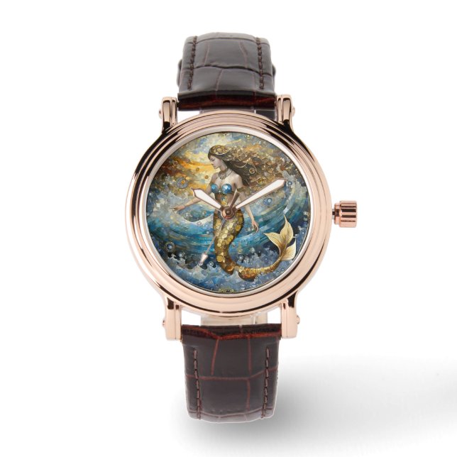 Zeemeermin in de oceaangolven horloge (Voorkant)