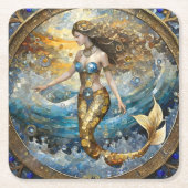 Zeemeermin in de oceaangolven kartonnen onderzetters (Voorkant)