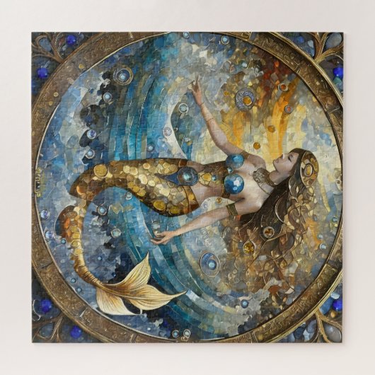 Zeemeermin in de oceaangolven legpuzzel (Horizontaal)