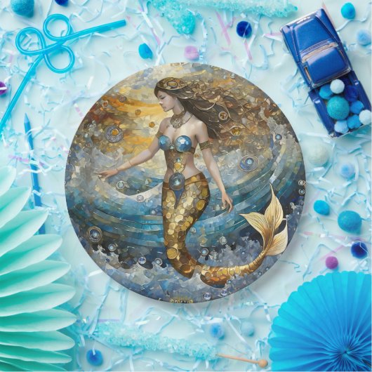 Zeemeermin in de oceaangolven papieren bordje (Feest)