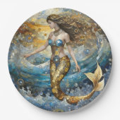 Zeemeermin in de oceaangolven papieren bordje (Voorkant)