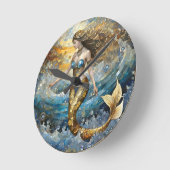 Zeemeermin in de oceaangolven ronde klok (Hoek)